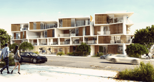 702-714 N. Doheny Dr. building as seen from Doheny Drive. (Illustration by R&A Architects).