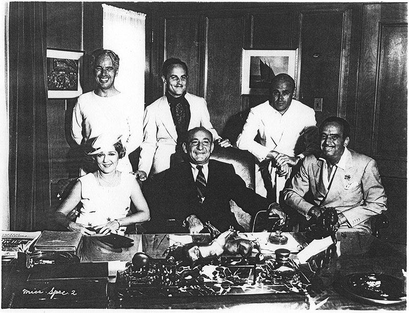 Clockwise from rear – Charles Chaplin, Darryl Zanuck, Samuel Goldwyn, Douglas Fairbanks, Joseph Schenck and Mary Pickford