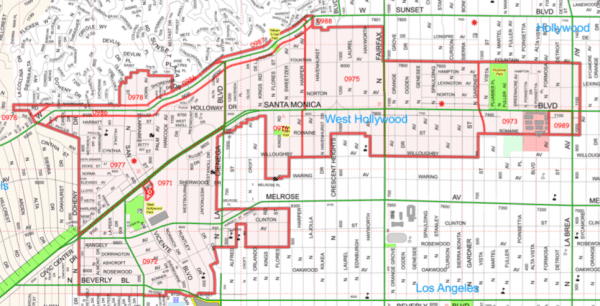 map of west hollywood Crime Still Climbs In Weho With Vehicle Burglaries Up 134 In map of west hollywood